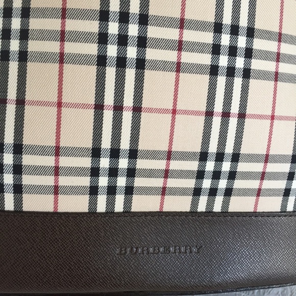 Burberry check canvas brown leather trim tote - Picture 5 of 11
